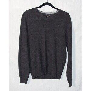 Garret Scott Extra Fine Merino Wool Sweater Mens S Dark Gray V Neck